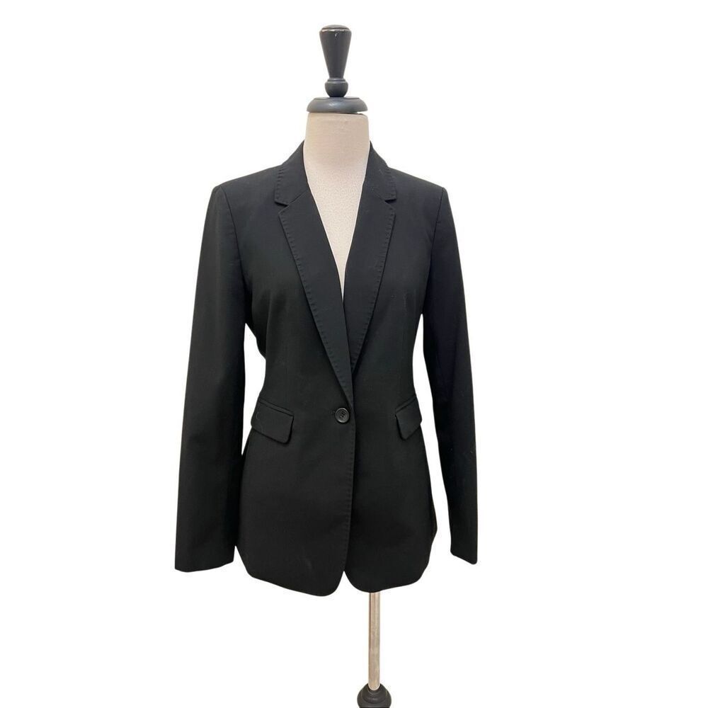 DKNY Women's Notch Lapel Single Button Long Sleeve Lined Blazer Black Size 4